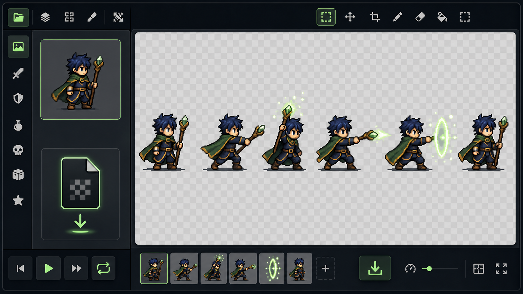 Transparent GIF preview of an original pixel art character animation