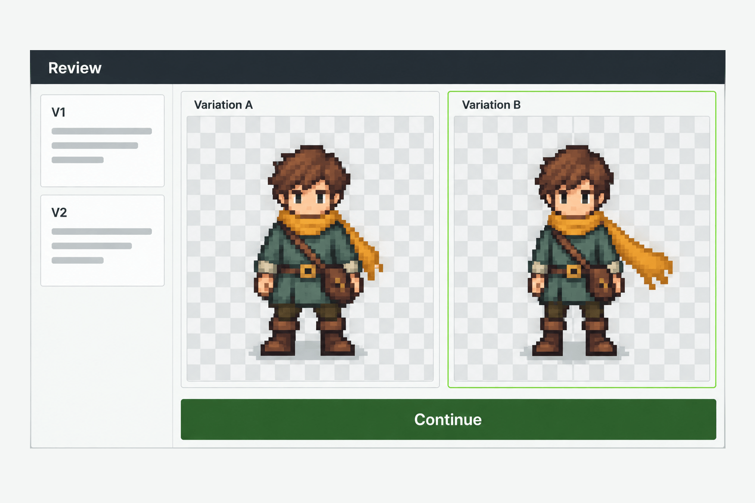 Illustration comparing two courier sprite variations before animation.